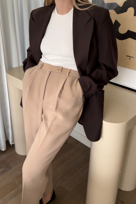 Vintage Beige Tailored Trousers