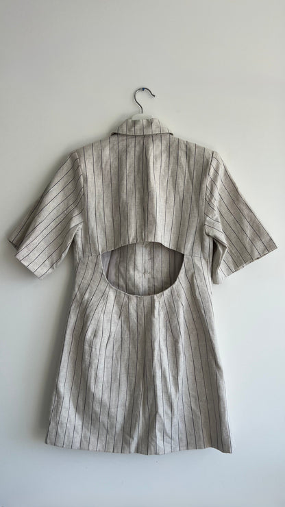 AERE Linen Pinstripe Blazer Dress